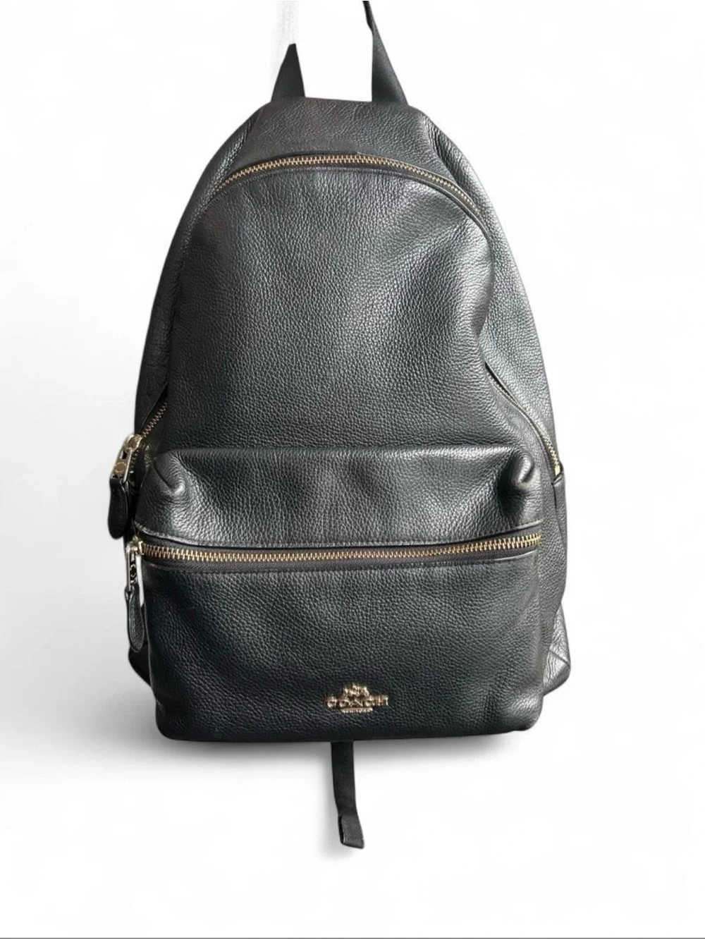 Coach Large Charlie Backpack in Pebble Leather with gold hardware